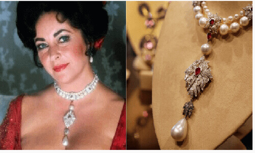 Image The Peregrina pearl worn by Elizabeth Teylor